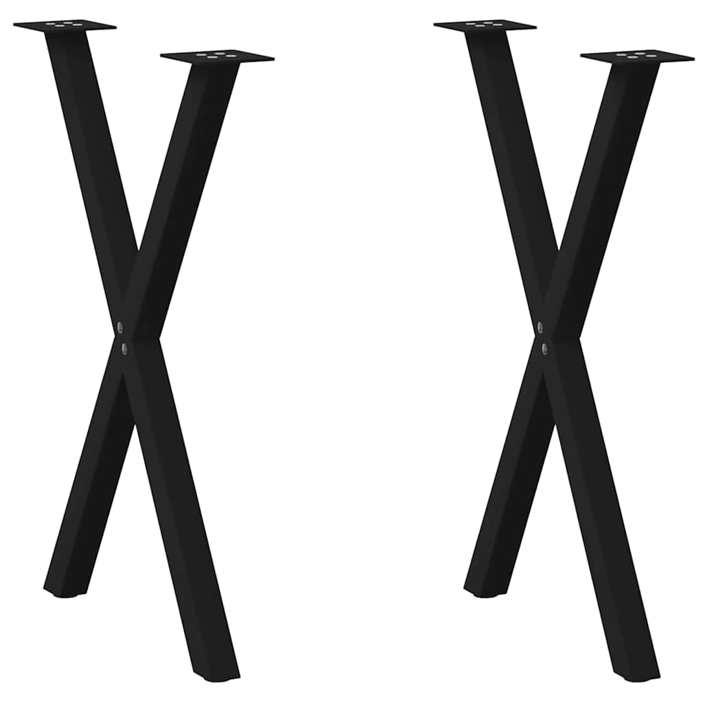 Pieds de table à manger en forme de X, 2 pièces, noir, 50 x (72-73) cm, acier - XIOS