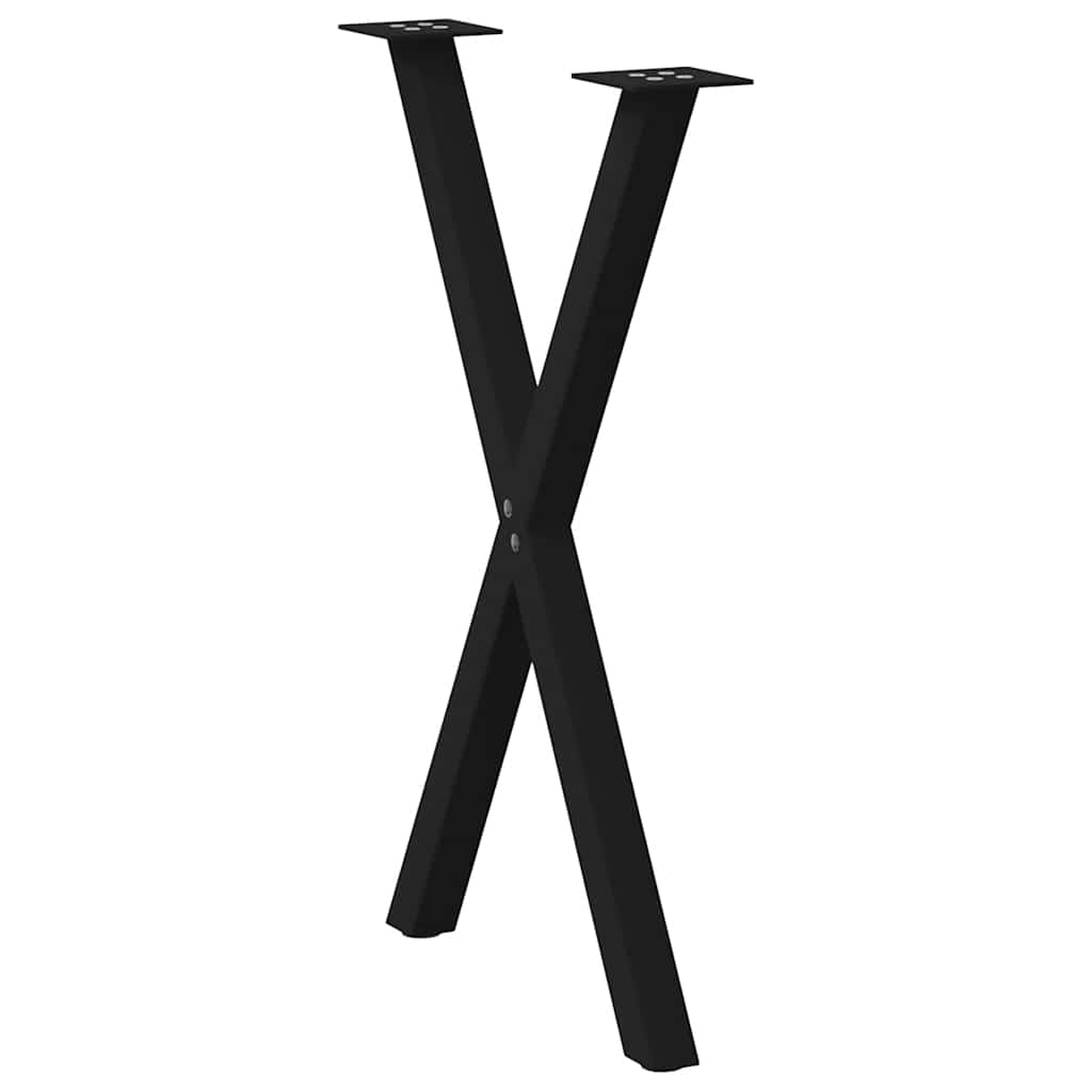 Pieds de table à manger en forme de X, 2 pièces, noir, 50 x (72-73) cm, acier - XIOS