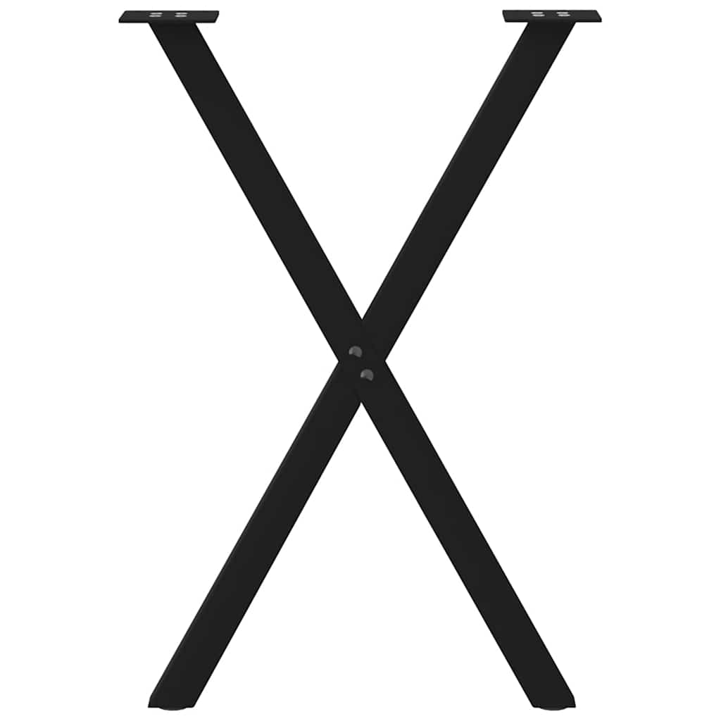 Pieds de table à manger en forme de X, 2 pièces, noir, 50 x (72-73) cm, acier - XIOS