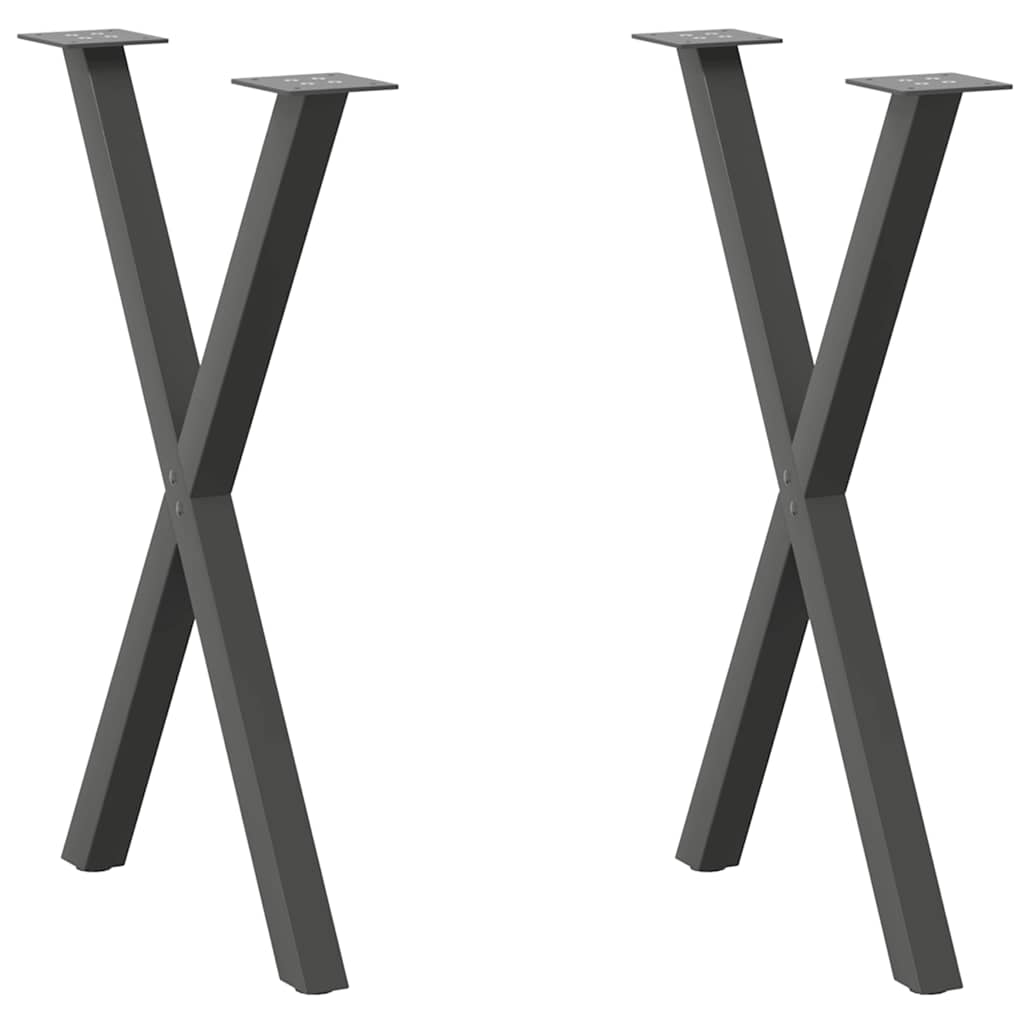 Pieds de table à manger en forme de X 2 pièces Anthracite 50 x (72-73) cm Acier - XIOS