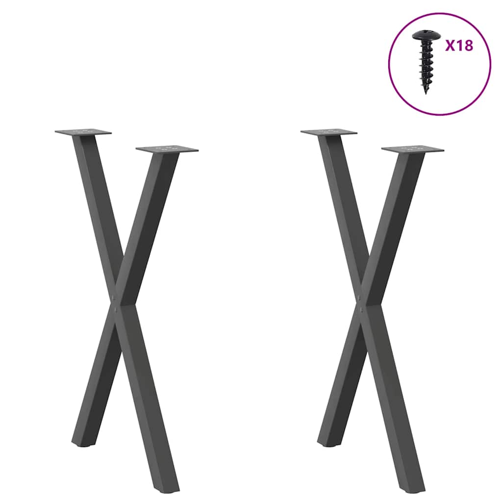 Pieds de table à manger en forme de X 2 pièces Anthracite 50 x (72-73) cm Acier - XIOS