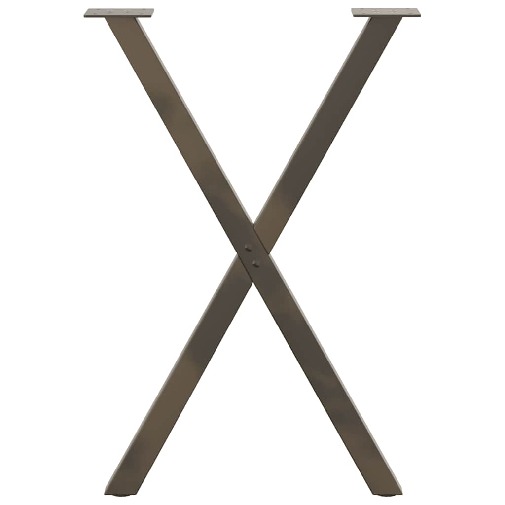 Pieds de table à manger en forme de X, 2 pièces, acier naturel, 50 x (72-73) cm - XIOS