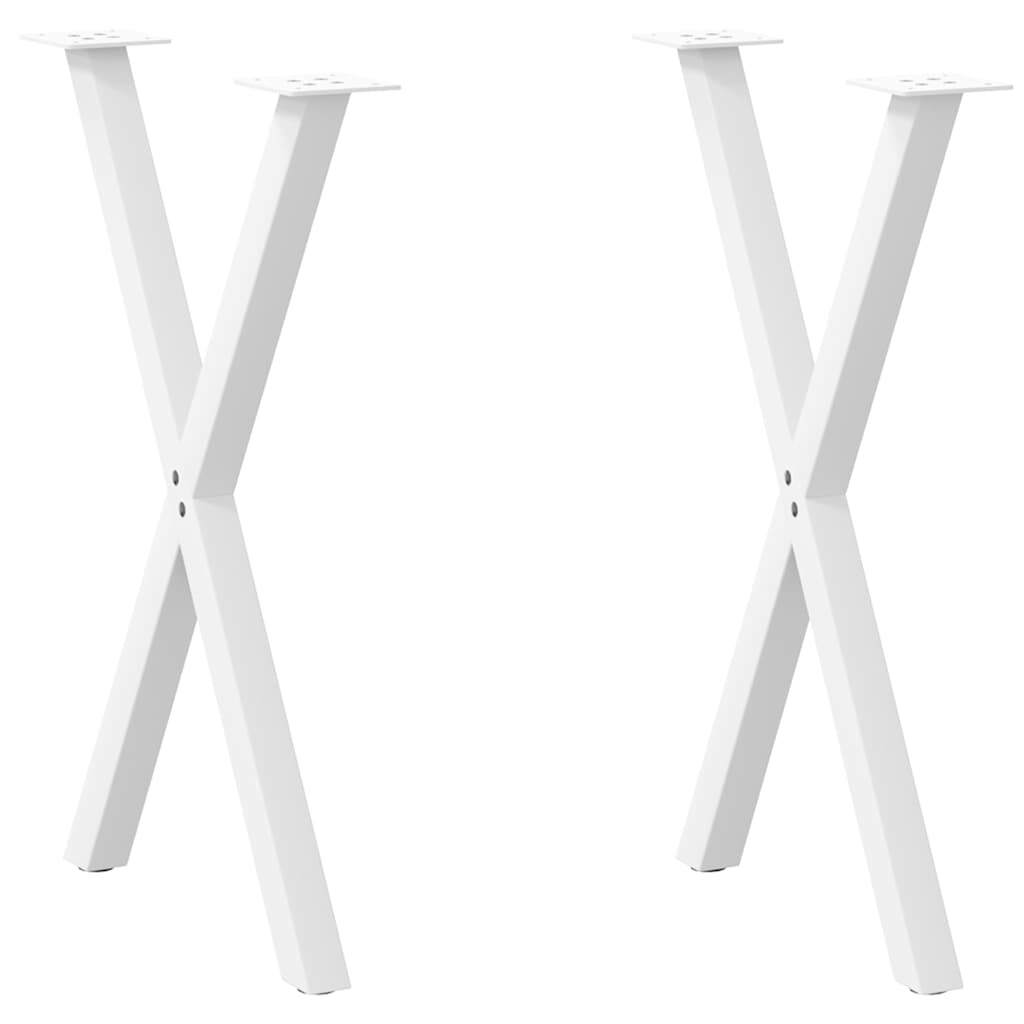 Pieds de table à manger en forme de X, 2 pièces, blanc, 57 x (72-73) cm, acier - XIOS