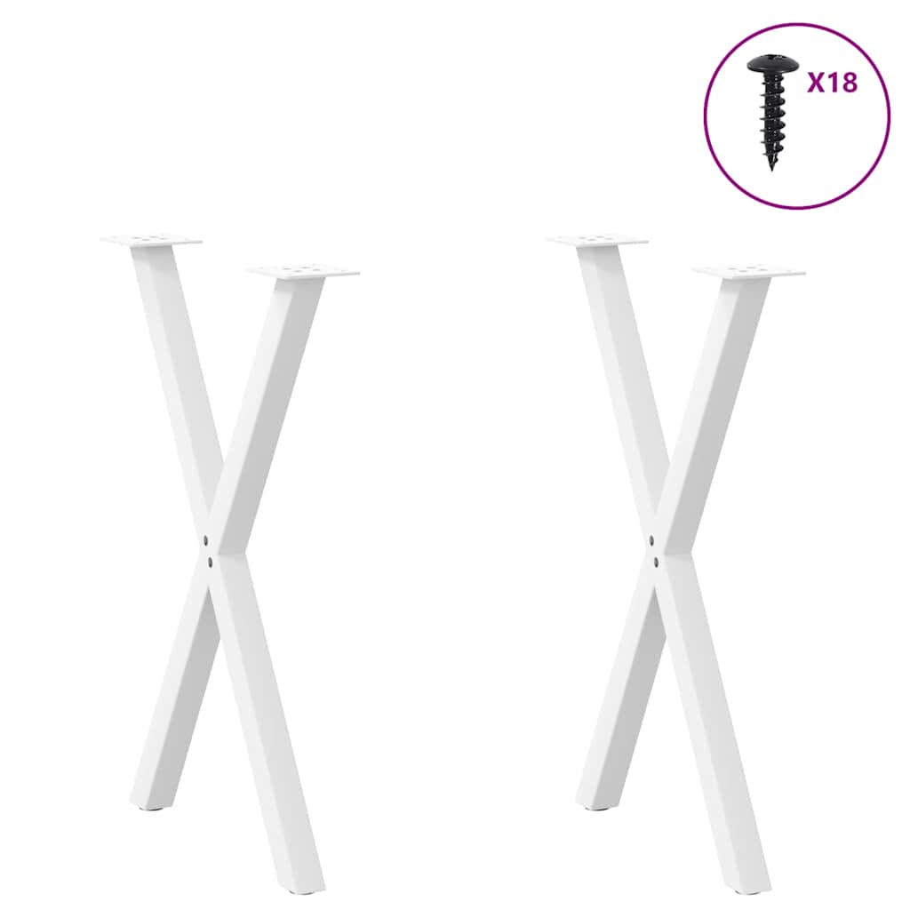 Pieds de table à manger en forme de X, 2 pièces, blanc, 57 x (72-73) cm, acier - XIOS