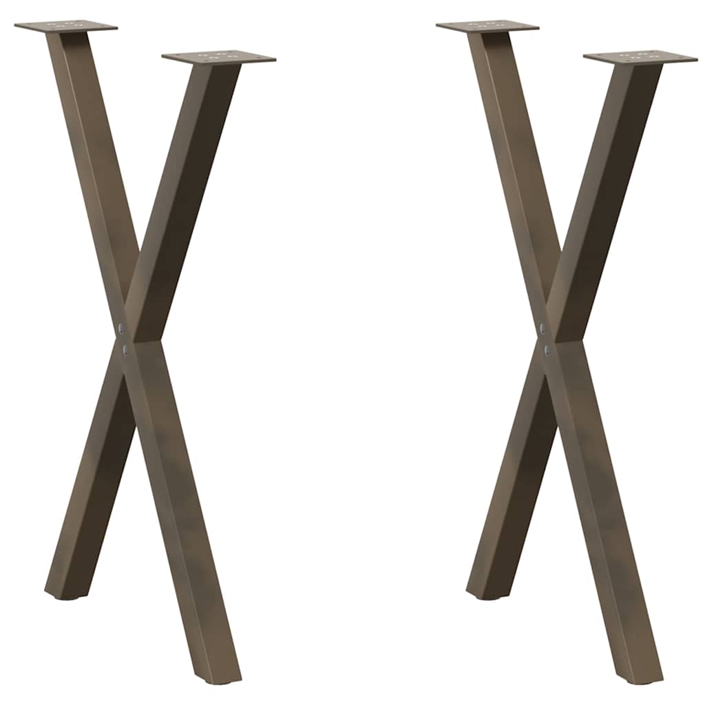 Pieds de table à manger en forme de X, 2 pièces, acier naturel, 57 x (72-73) cm - XIOS