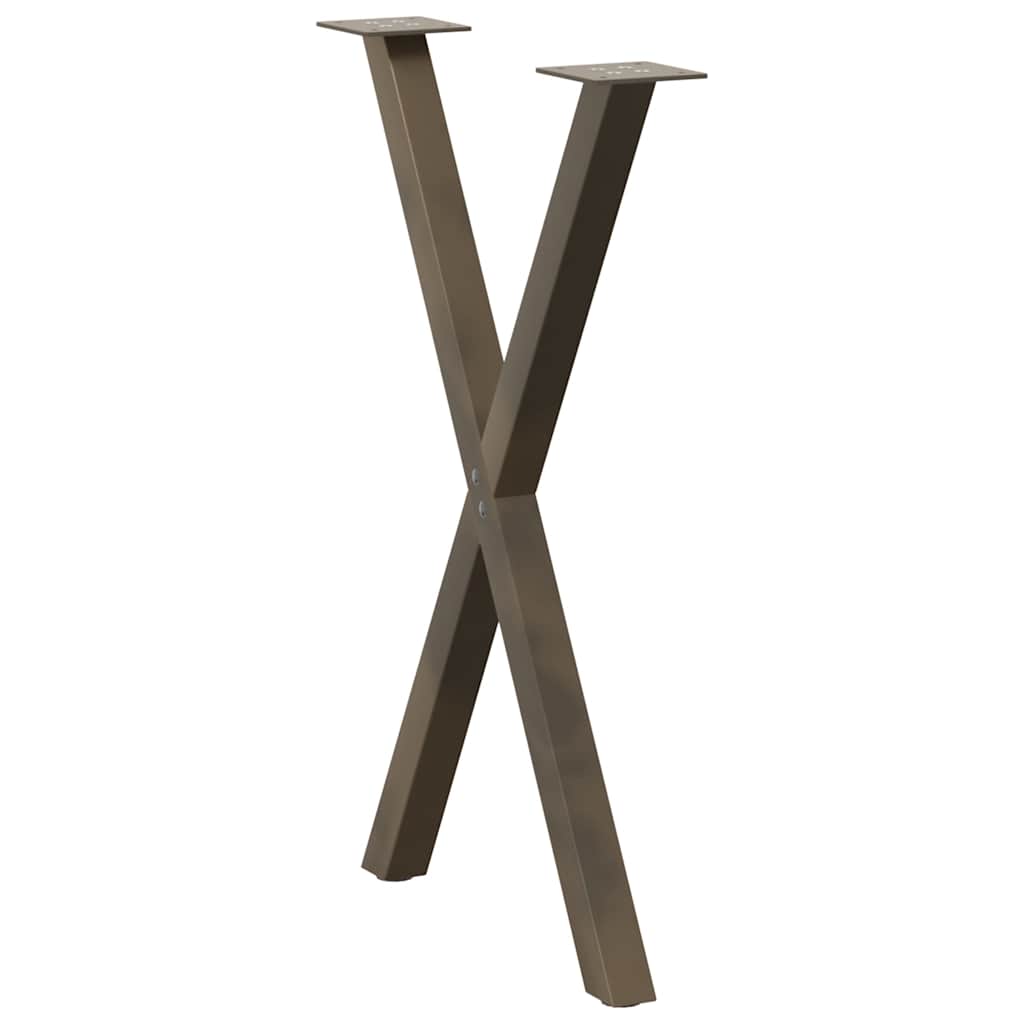 Pieds de table à manger en forme de X, 2 pièces, acier naturel, 57 x (72-73) cm - XIOS
