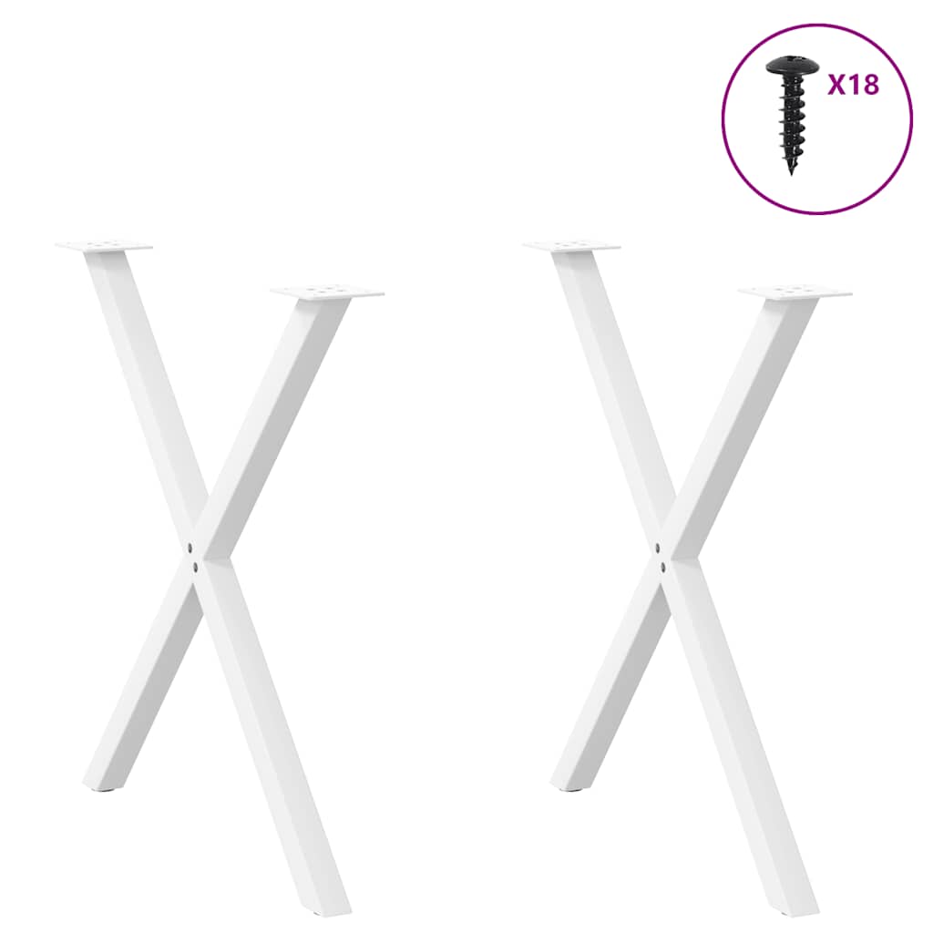 Pieds de table à manger en forme de X, 2 pièces, blanc, 70 x (72-73) cm, acier - XIOS