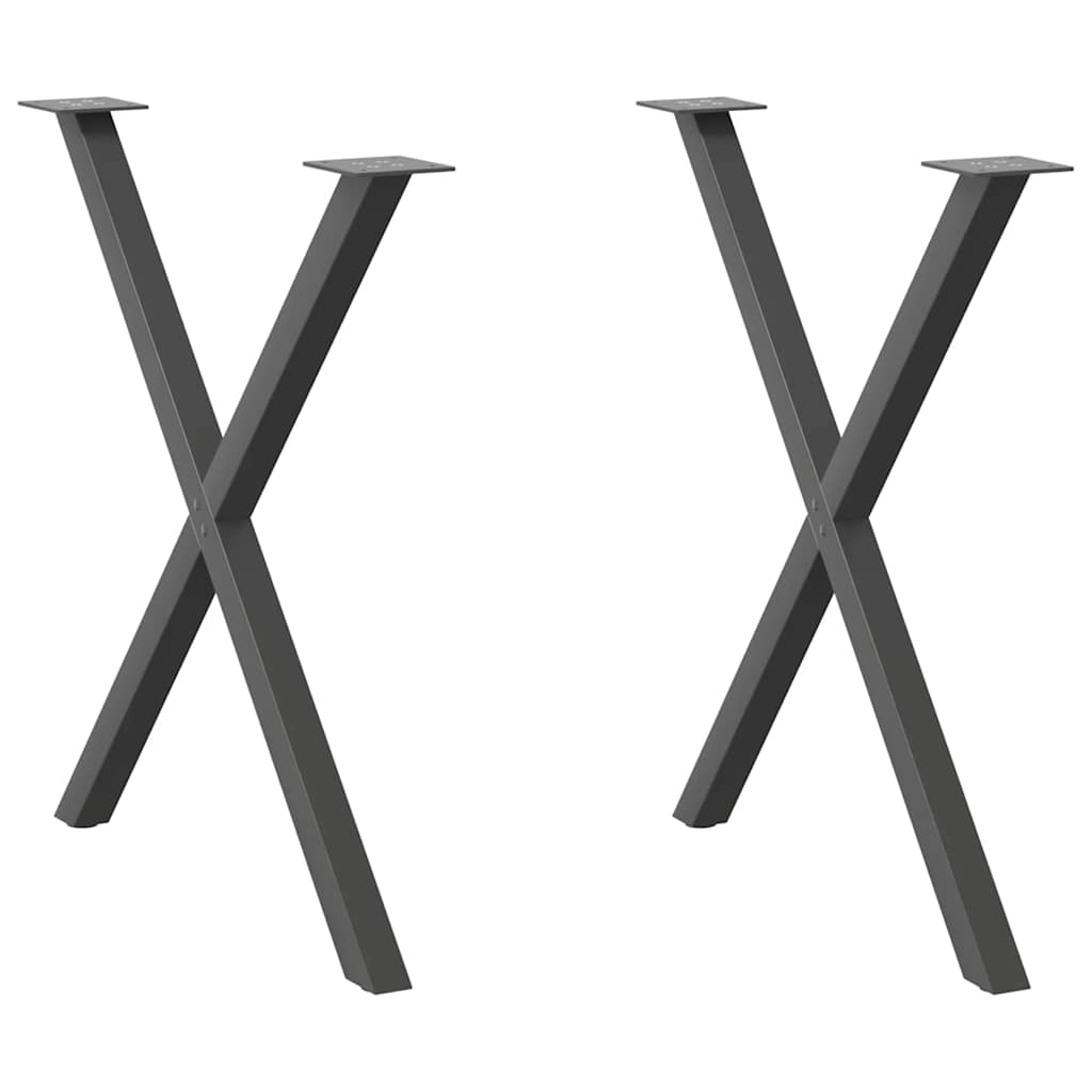 Pieds de table à manger en forme de X 2 pièces Anthracite 70 x (72-73) cm Acier - XIOS