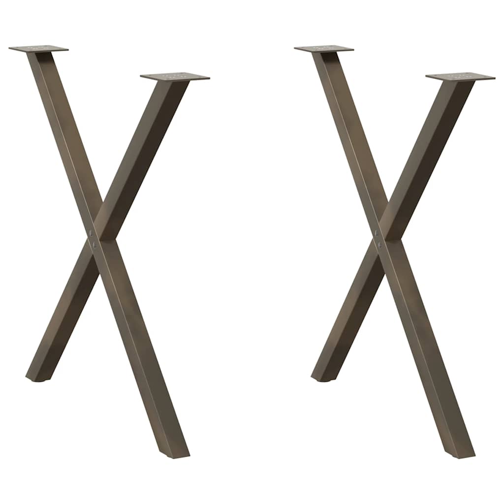 Pieds de table à manger en forme de X, 2 pièces, acier naturel, 70 x (72-73) cm - XIOS