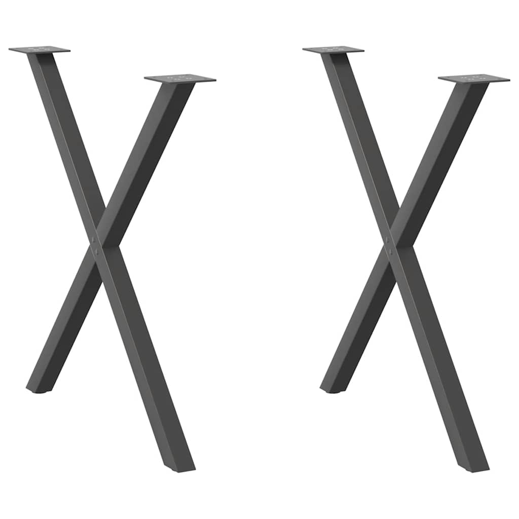 Pieds de table à manger en forme de X, 2 pièces, anthracite, 80 x (72-73) cm, acier - XIOS