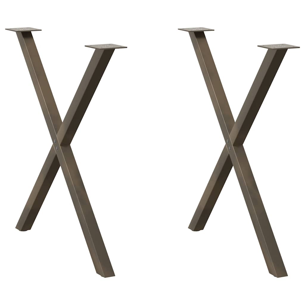 Pieds de table à manger en forme de X, 2 pièces, acier naturel, 80 x (72-73) cm - XIOS
