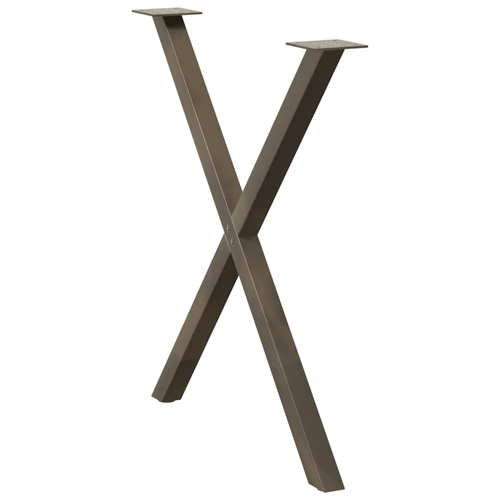Pieds de table à manger en forme de X, 2 pièces, acier naturel, 80 x (72-73) cm - XIOS