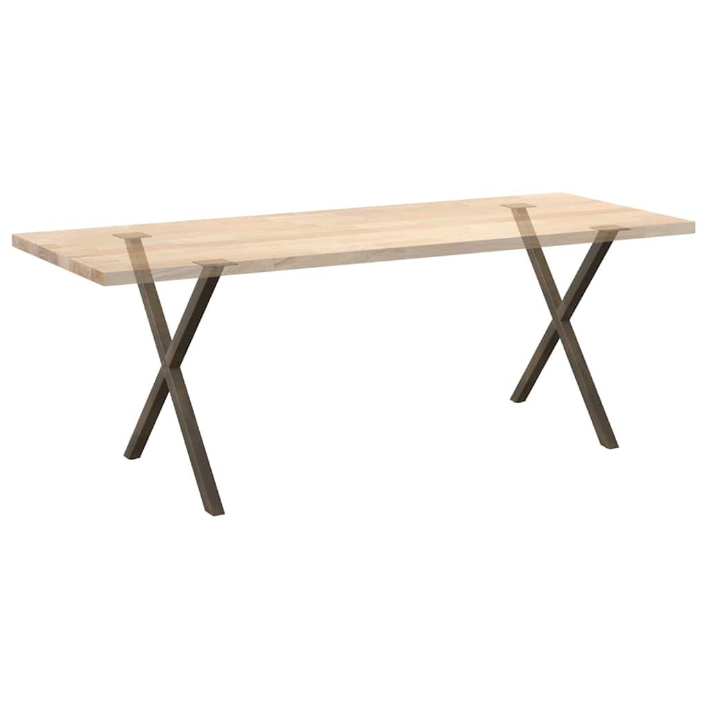 Pieds de table à manger en forme de X, 2 pièces, acier naturel, 80 x (72-73) cm - XIOS