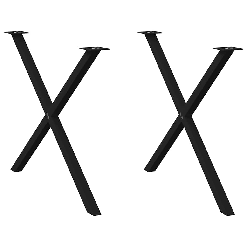 Pieds de table à manger en forme de X, 2 pièces, noir, 90 x (72-73) cm, acier - XIOS