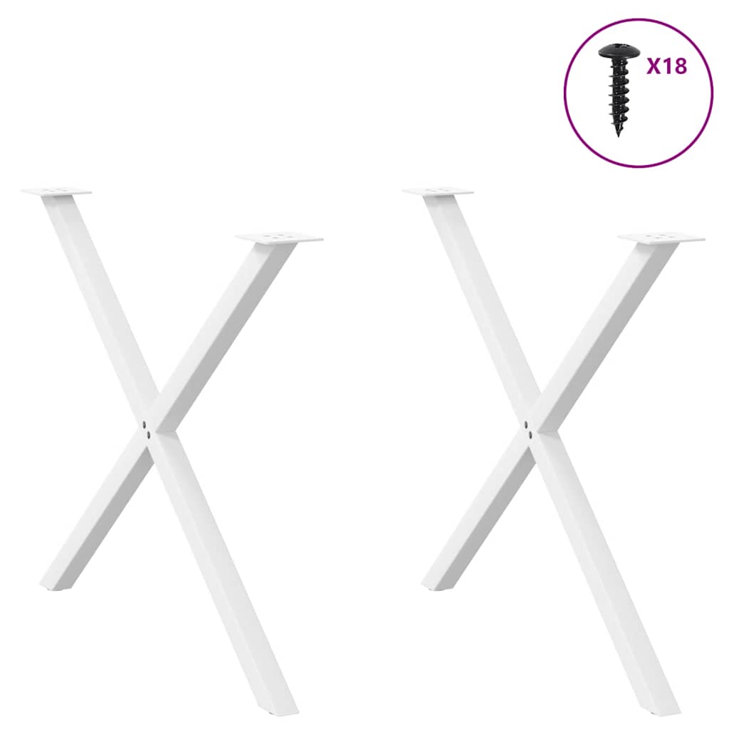 Pieds de table à manger en forme de X, 2 pièces, blanc, 90 x (72-73) cm, acier - XIOS