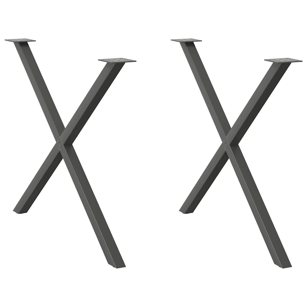 Pieds de table à manger en forme de X 2 pièces Anthracite 90 x (72-73) cm Acier - XIOS
