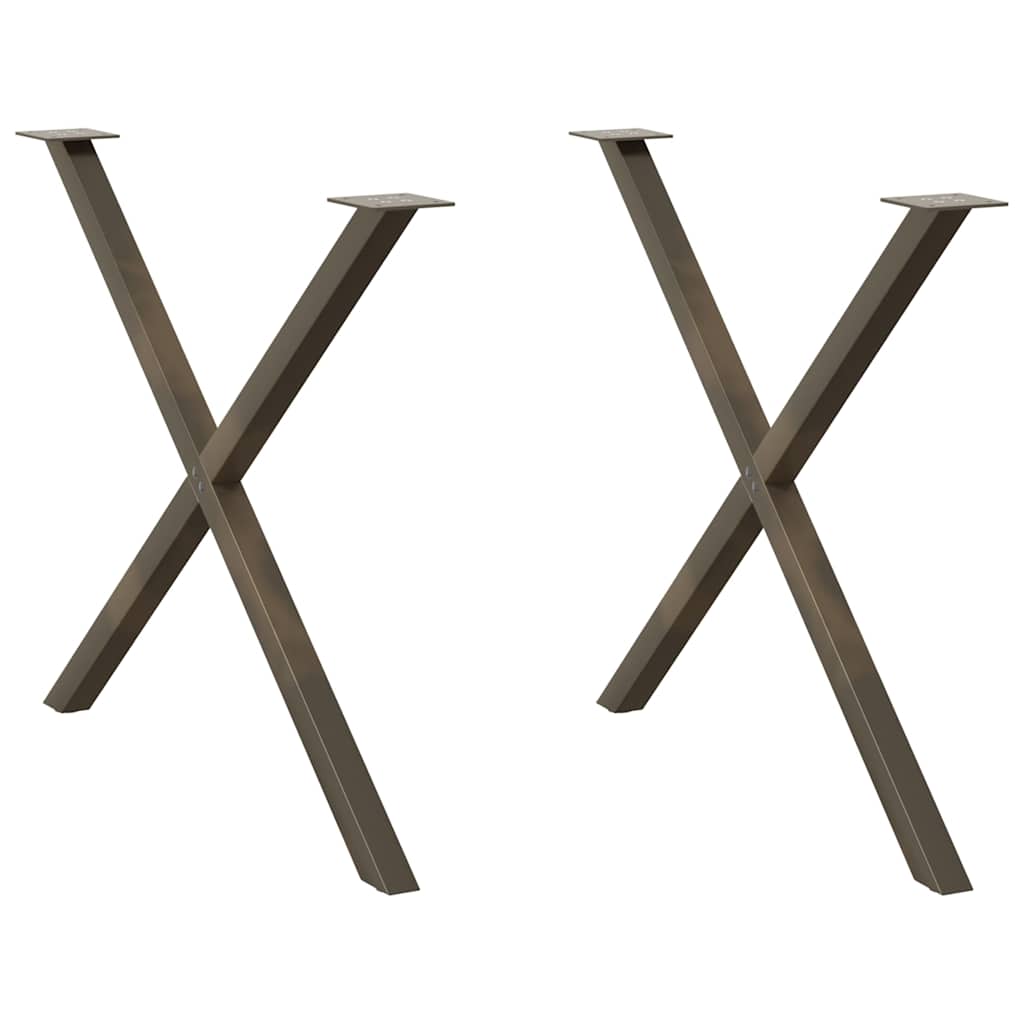 Pieds de table à manger en forme de X, 2 pièces, acier naturel, 90 x (72-73) cm - XIOS
