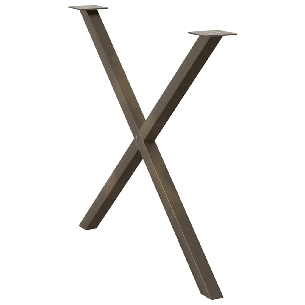 Pieds de table à manger en forme de X, 2 pièces, acier naturel, 90 x (72-73) cm - XIOS