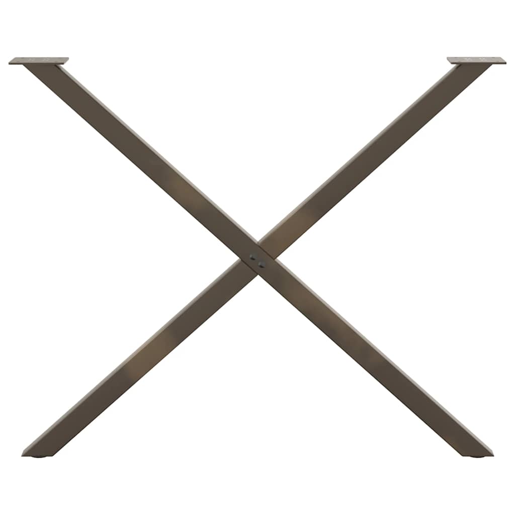 Pieds de table à manger en forme de X, 2 pièces, acier naturel, 90 x (72-73) cm - XIOS