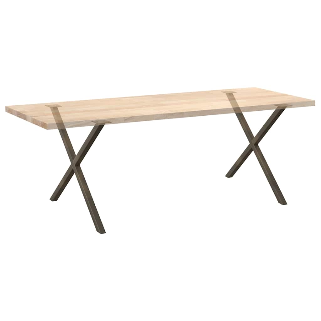 Pieds de table à manger en forme de X, 2 pièces, acier naturel, 90 x (72-73) cm - XIOS