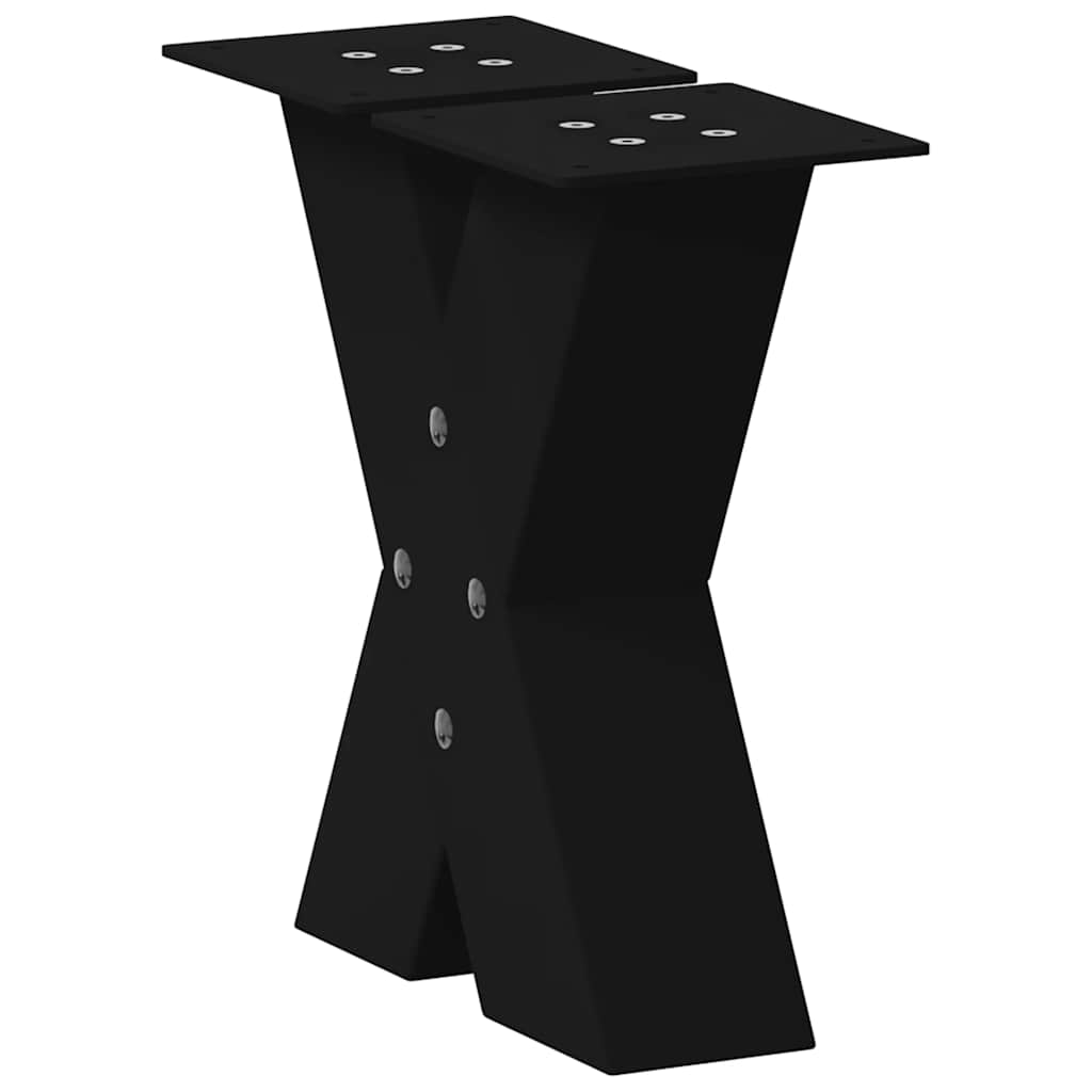Pieds de table basse en forme de X, 2 pièces, noir, 30 x (30-31) cm, acier - XIOS