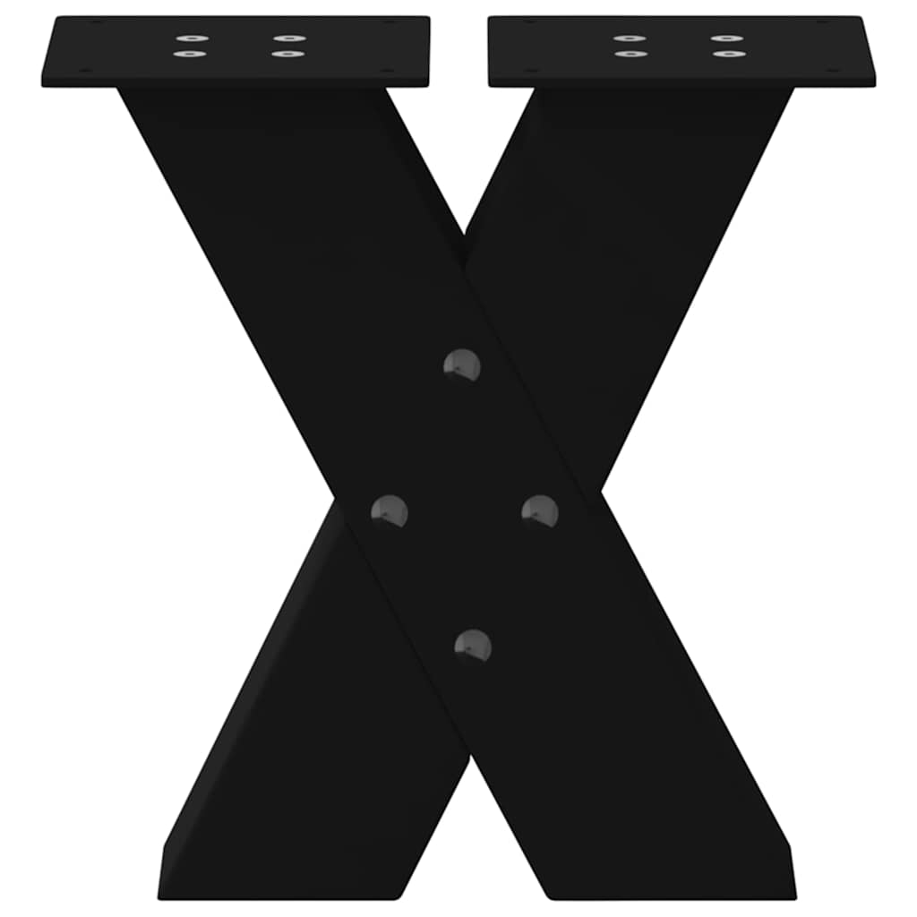 Pieds de table basse en forme de X, 2 pièces, noir, 30 x (30-31) cm, acier - XIOS