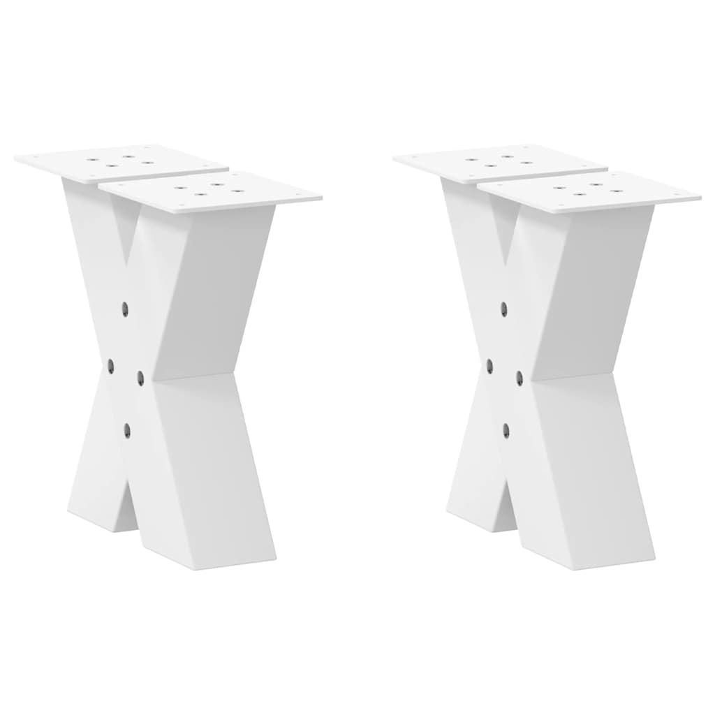 Pieds de table basse en forme de X, 2 pièces, blanc, 30 x (30-31) cm, acier - XIOS