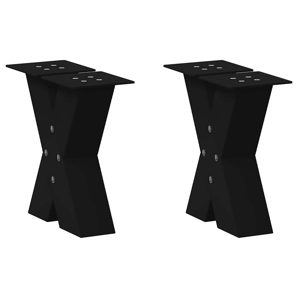 Pieds de table basse en forme de X, 2 pièces, noir, 40 x (30-31) cm, acier - XIOS