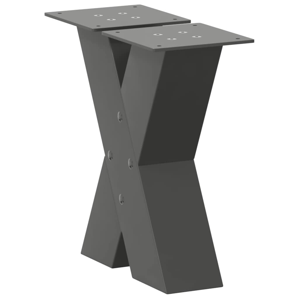 Pieds de table basse en forme de X, 2 pièces, anthracite, 40 x (30-31) cm, acier - XIOS