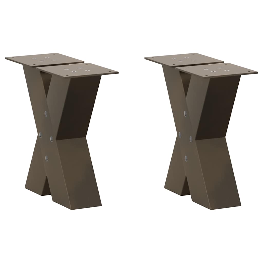 Pieds de table basse en forme de X, 2 pièces, acier naturel, 40 x (30-31) cm - XIOS