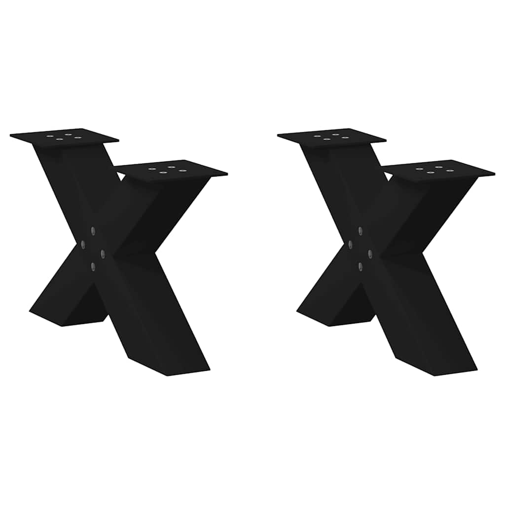 Pieds de table basse en forme de X, 2 pièces, noir, 50 x (30-31) cm, acier - XIOS