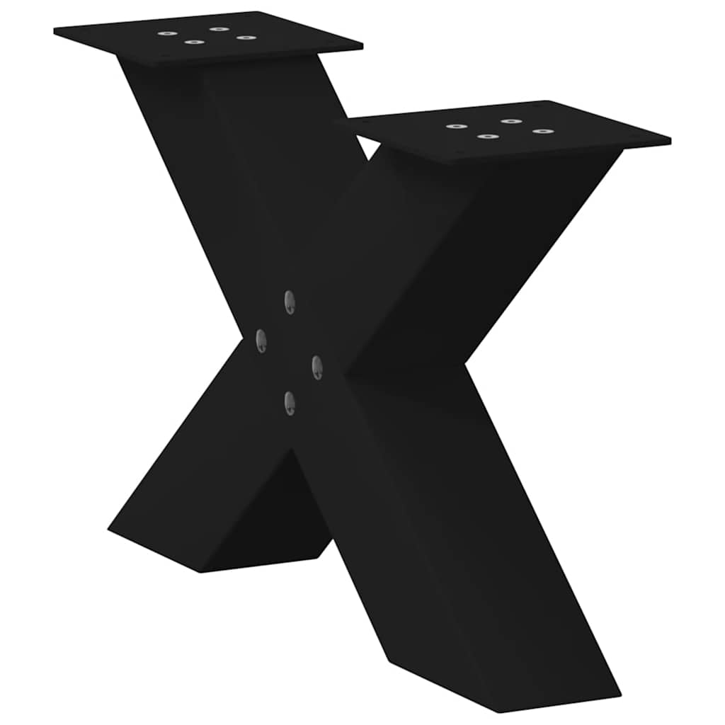 Pieds de table basse en forme de X, 2 pièces, noir, 50 x (30-31) cm, acier - XIOS