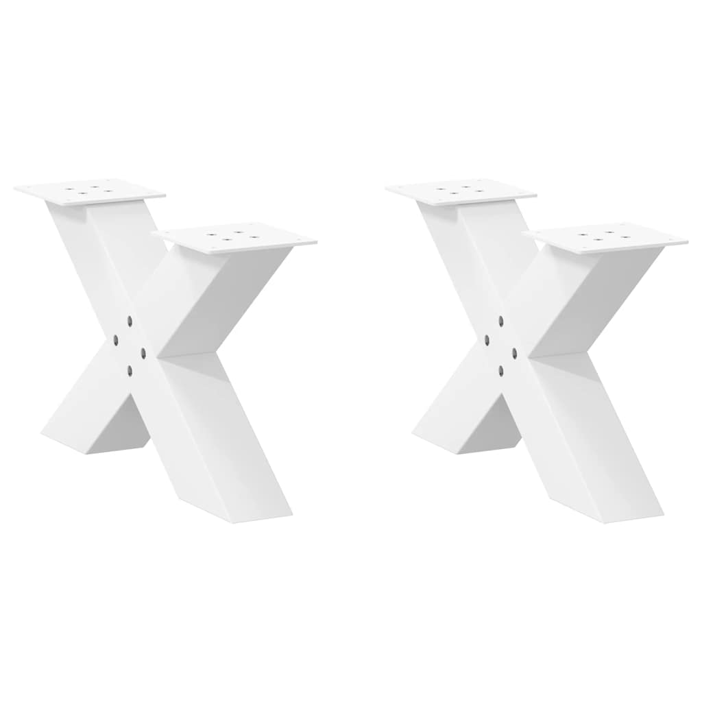 Pieds de table basse en forme de X, 2 pièces, blanc, 50 x (30-31) cm, acier - XIOS