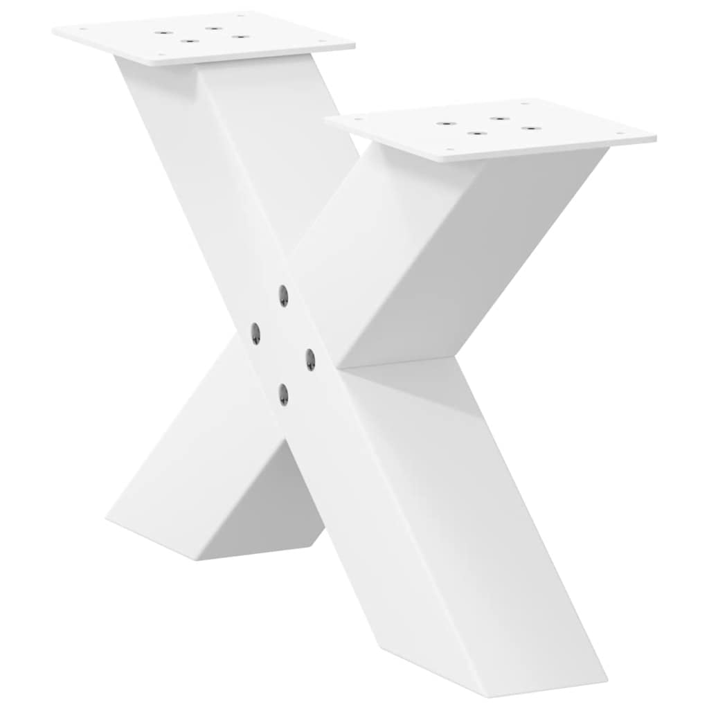 Pieds de table basse en forme de X, 2 pièces, blanc, 50 x (30-31) cm, acier - XIOS