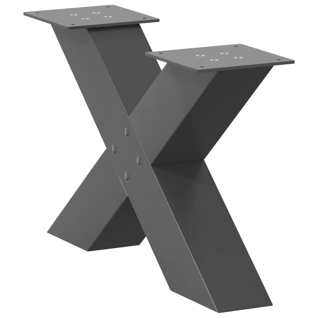 Pieds de table basse en forme de X, 2 pièces, anthracite, 50 x (30-31) cm, acier - XIOS