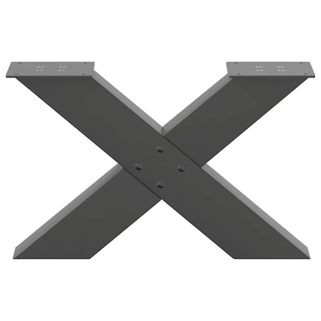 Pieds de table basse en forme de X, 2 pièces, anthracite, 50 x (30-31) cm, acier - XIOS