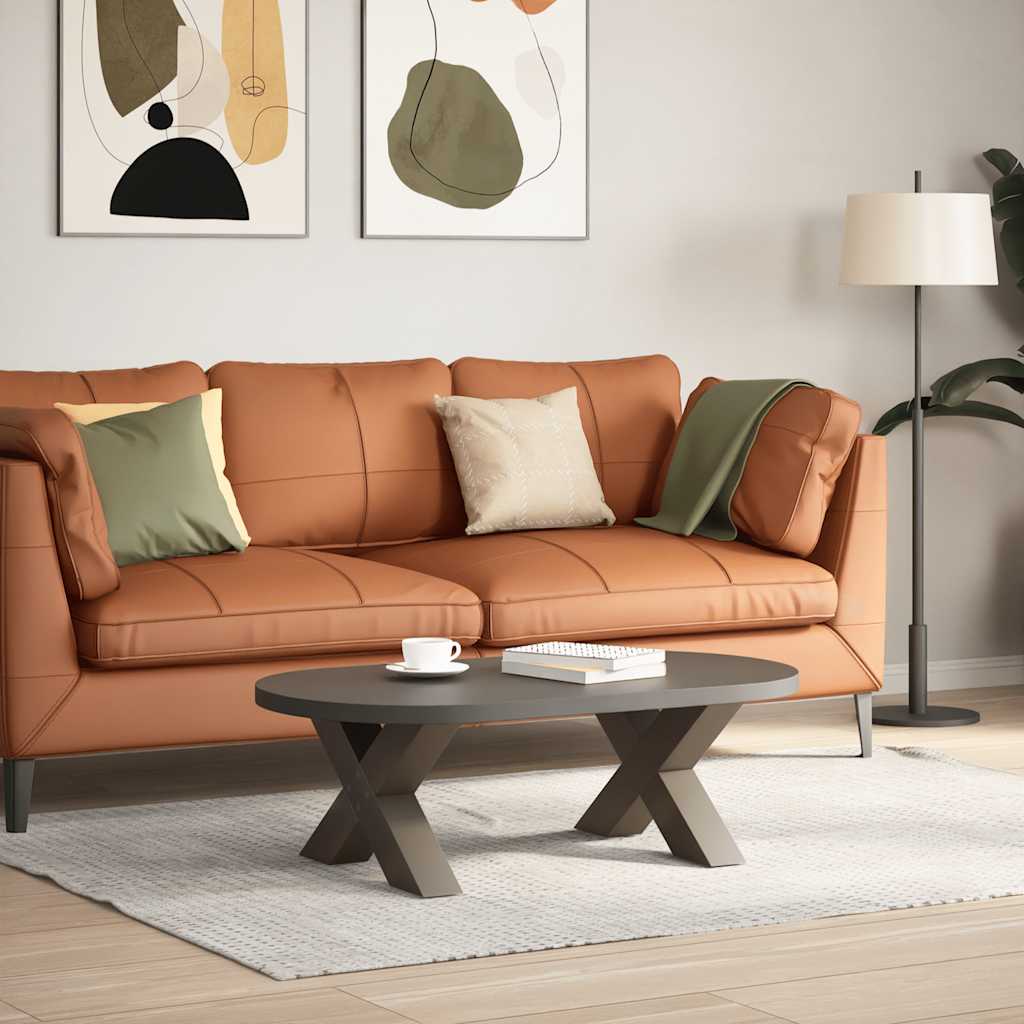 Pieds de table basse en forme de X, 2 pièces, acier naturel, 50 x (30-31) cm - XIOS