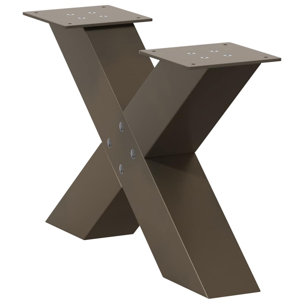 Pieds de table basse en forme de X, 2 pièces, acier naturel, 50 x (30-31) cm - XIOS