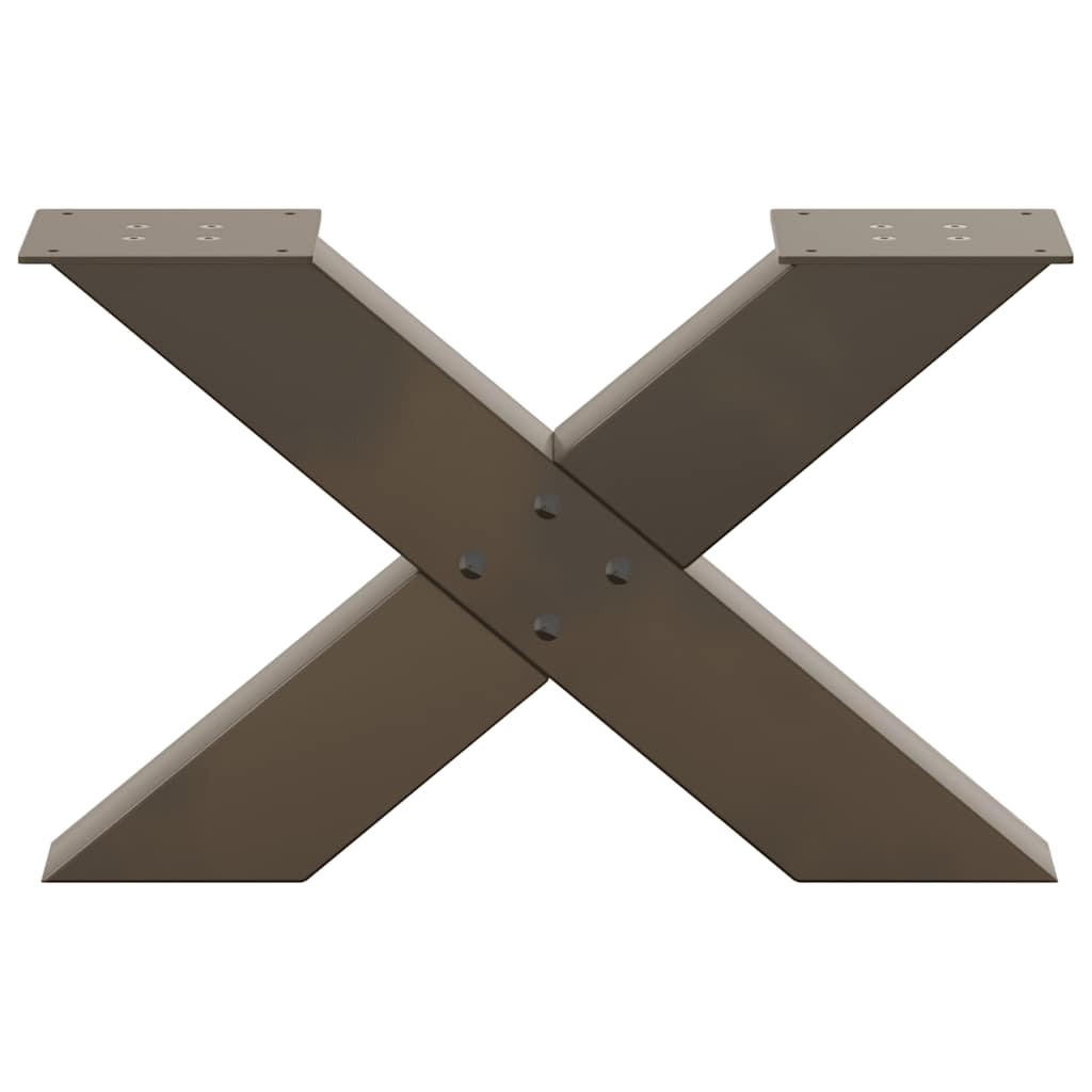 Pieds de table basse en forme de X, 2 pièces, acier naturel, 50 x (30-31) cm - XIOS