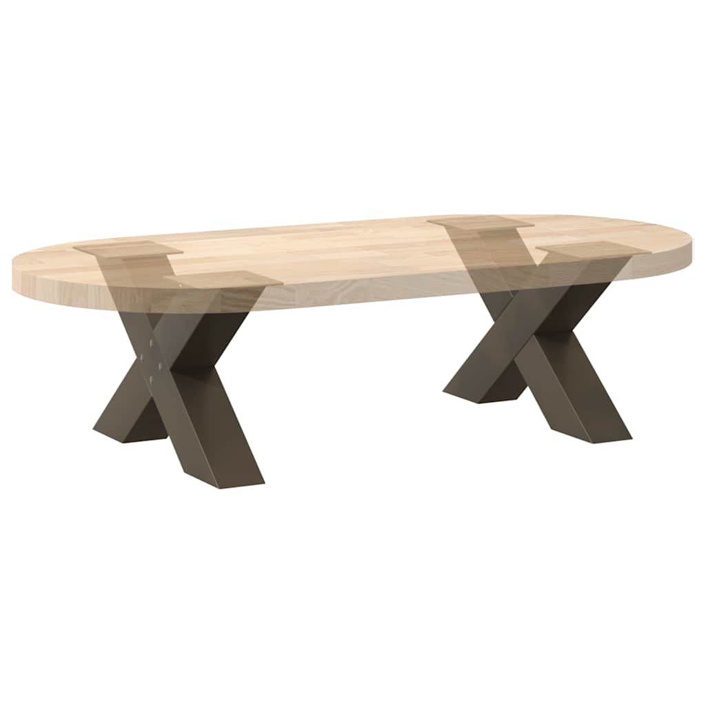 Pieds de table basse en forme de X, 2 pièces, acier naturel, 50 x (30-31) cm - XIOS
