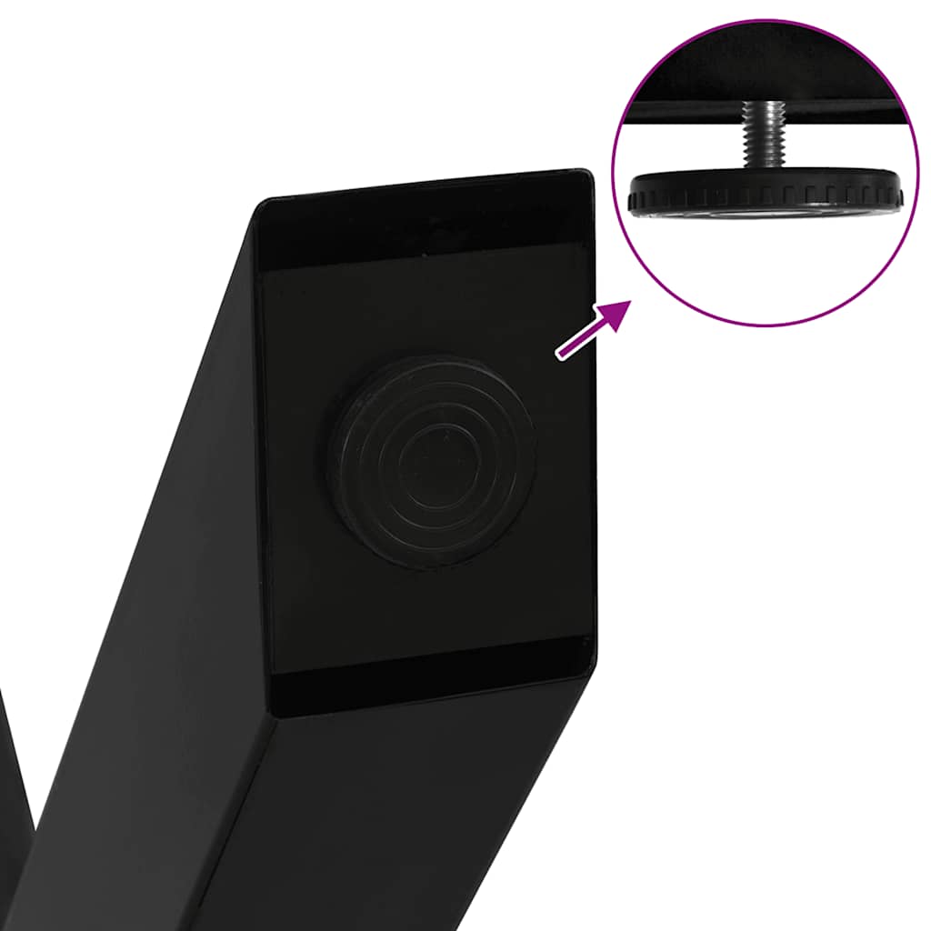 Pieds de table basse en forme de X, 2 pièces, noir, 60 x (30-31) cm, acier - XIOS