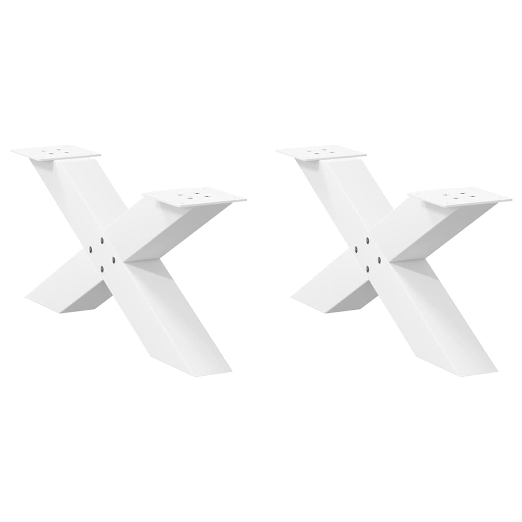 Pieds de table basse en forme de X, 2 pièces, blanc, 70 x (30-31) cm, acier - XIOS