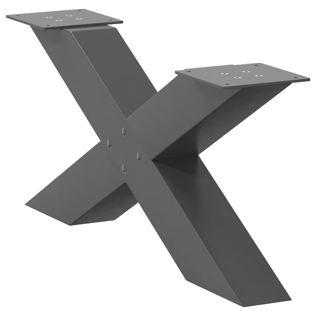 Pieds de table basse en forme de X, 2 pièces, anthracite, 70 x (30-31) cm, acier - XIOS