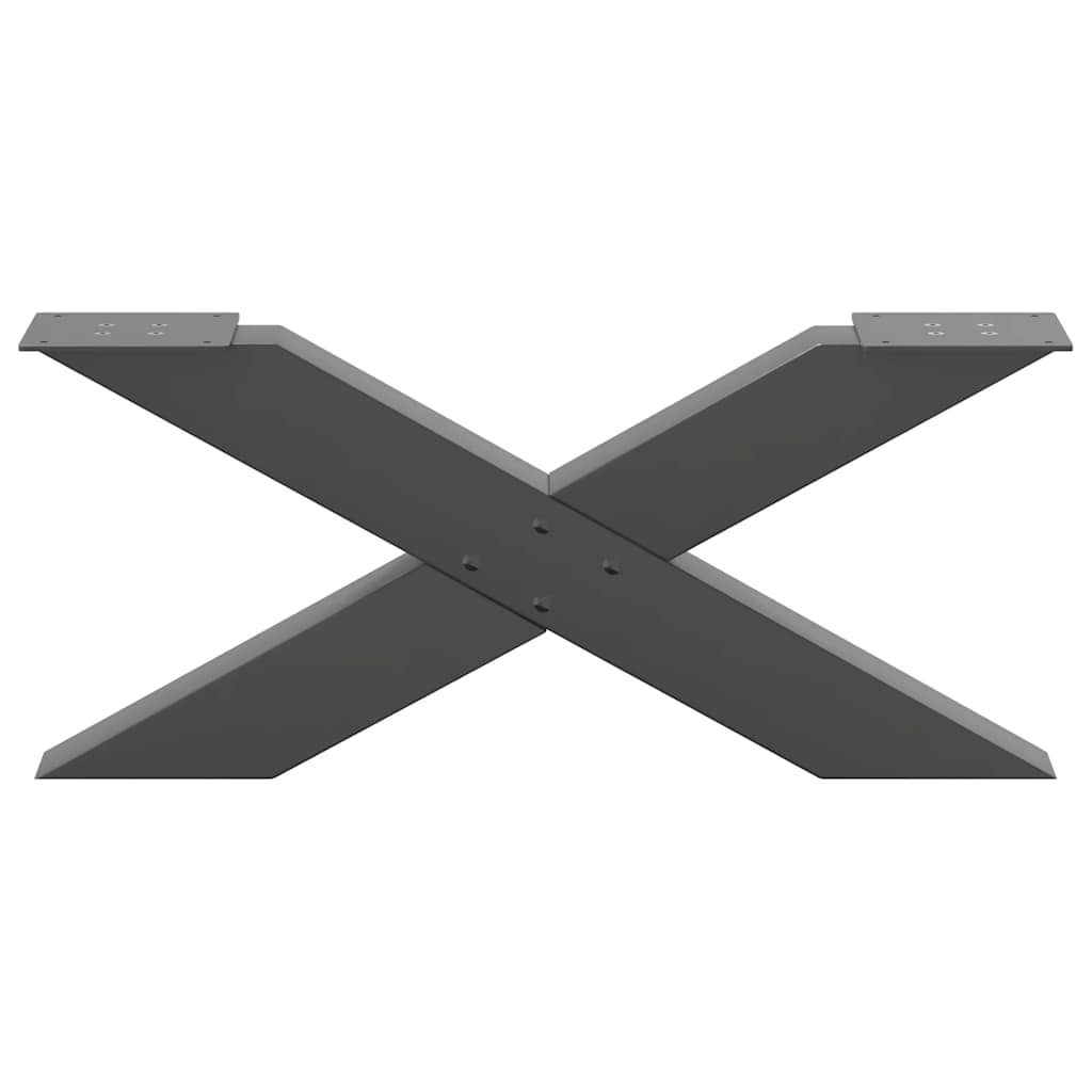 Pieds de table basse en forme de X, 2 pièces, anthracite, 70 x (30-31) cm, acier - XIOS