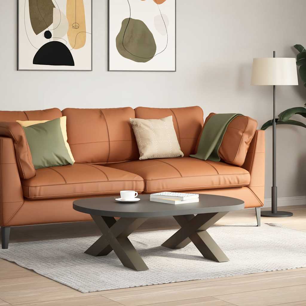 Pieds de table basse en forme de X, 2 pièces, acier naturel, 70 x (30-31) cm - XIOS