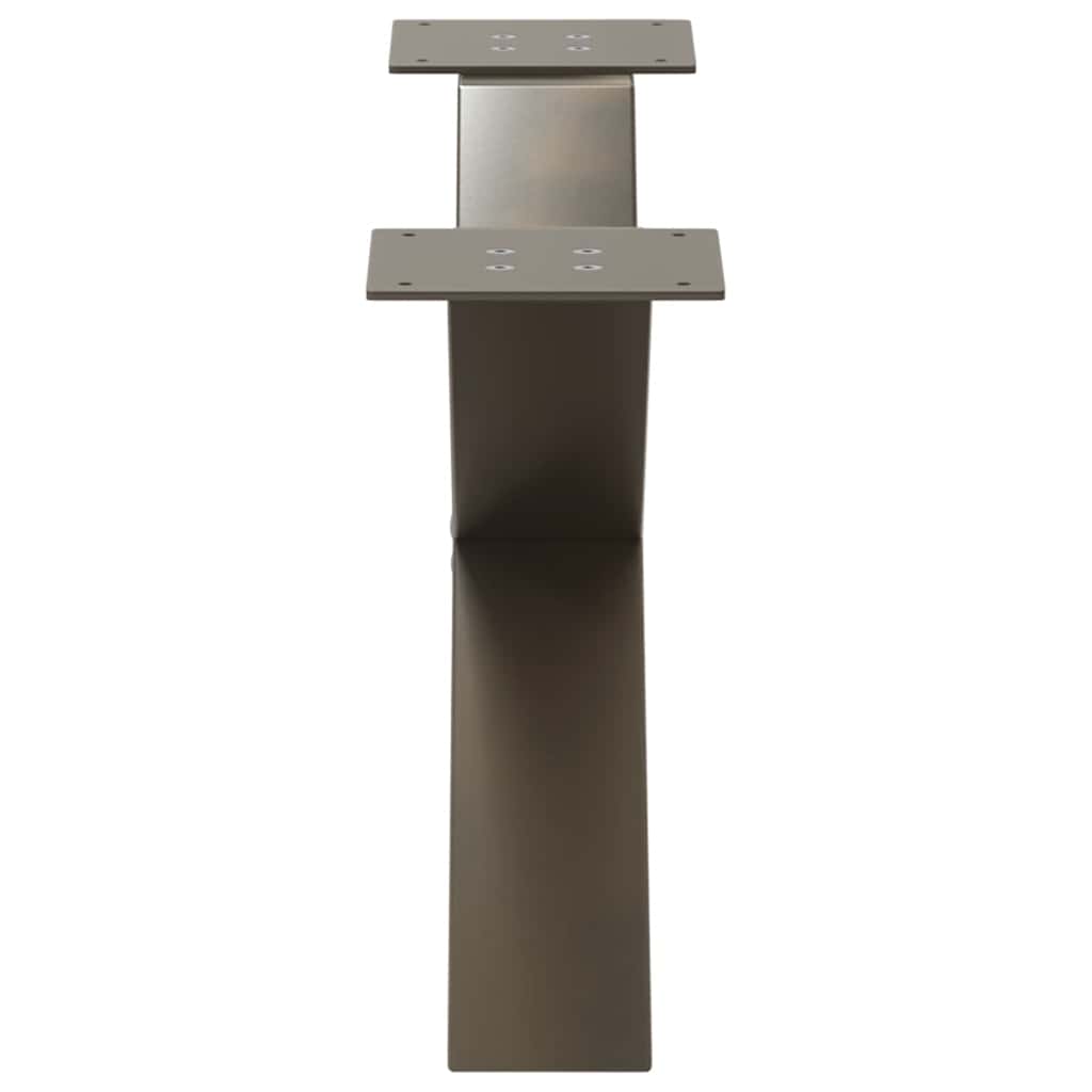 Pieds de table basse en forme de X, 2 pièces, acier naturel, 70 x (30-31) cm - XIOS