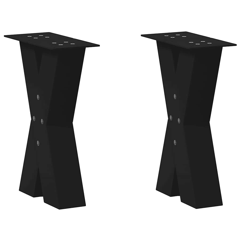 Pieds de table basse en forme de X, 2 pièces, noir, 28 x (42-43) cm, acier - XIOS