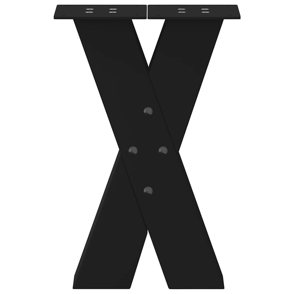 Pieds de table basse en forme de X, 2 pièces, noir, 28 x (42-43) cm, acier - XIOS