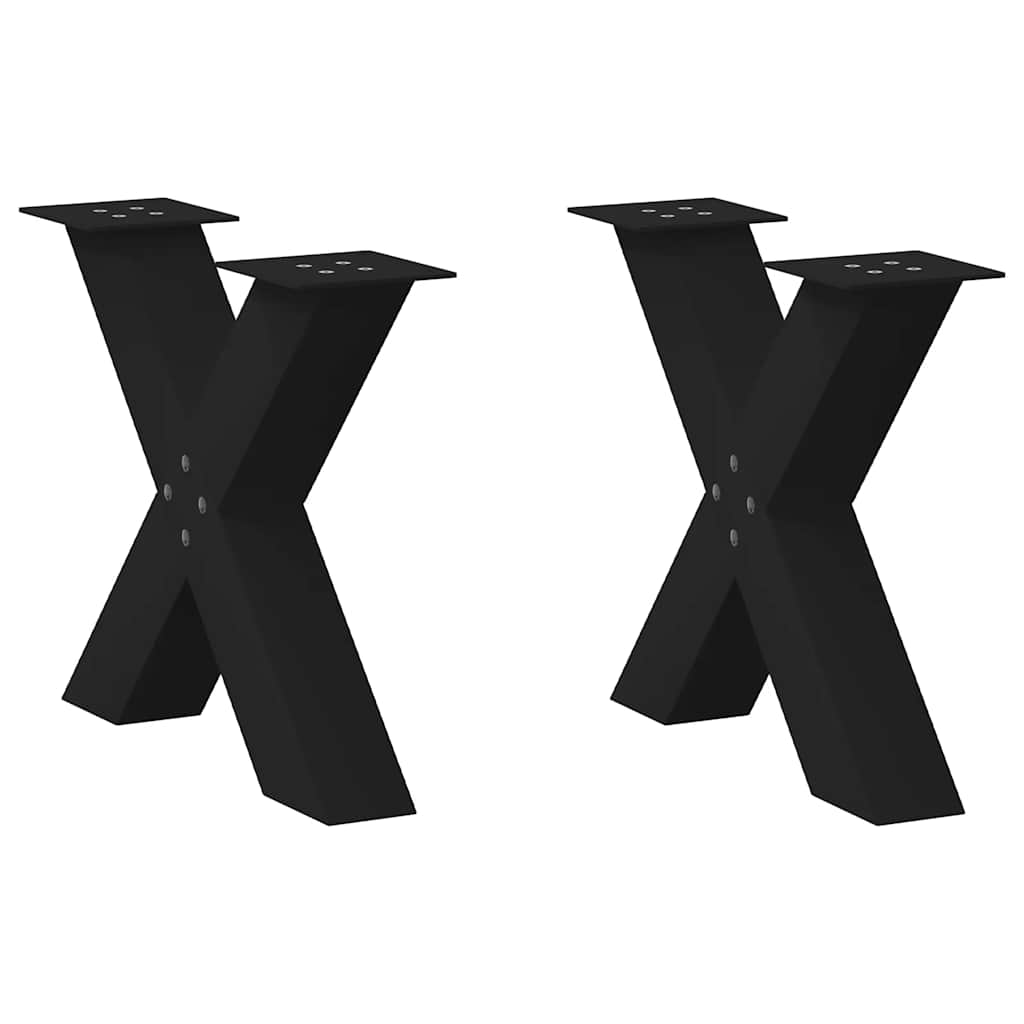 Pieds de table basse en forme de X, 2 pièces, noir, 50 x (42-43) cm, acier - XIOS
