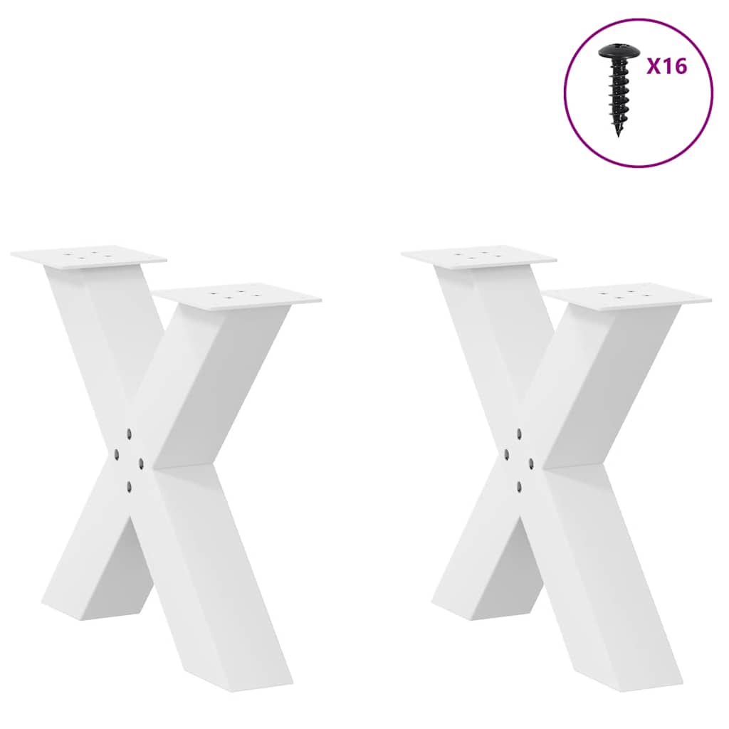 Pieds de table basse en forme de X, 2 pièces, blanc, 50 x (42-43) cm, acier - XIOS
